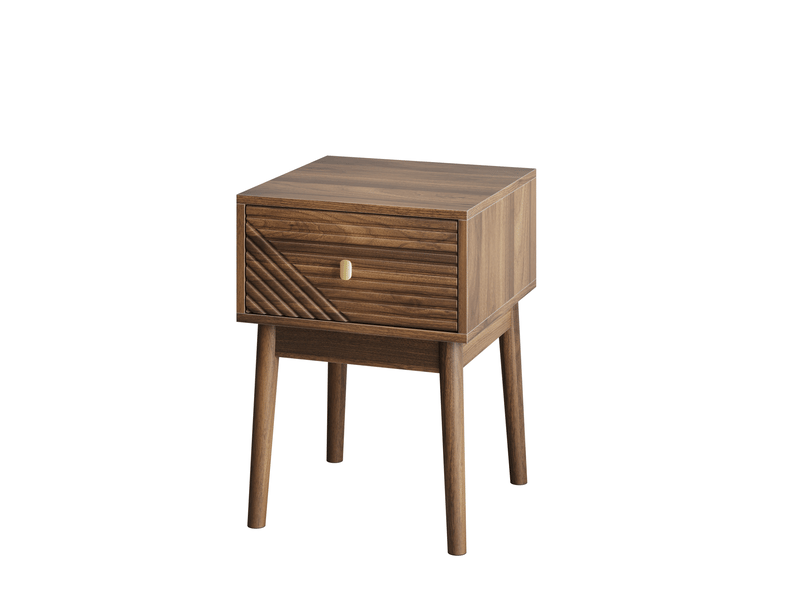  Table de chevet tcqpz lot de 2 40 x 40 x 55 cm 1 tiroir mdf et panneau de particules noyer  - Conforama A