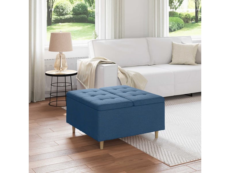  Ottoman, repose pied salon avec rangement bleu 80x80x45 cm tissu  - Conforama B