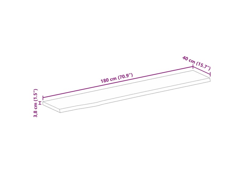  Vidaxl dessus de table 180x40x3,8cm bord vif bois massif manguier brut  - Conforama C