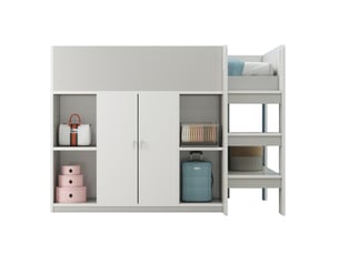 Lit mezzanine 90x200 cm REDOM coloris gris