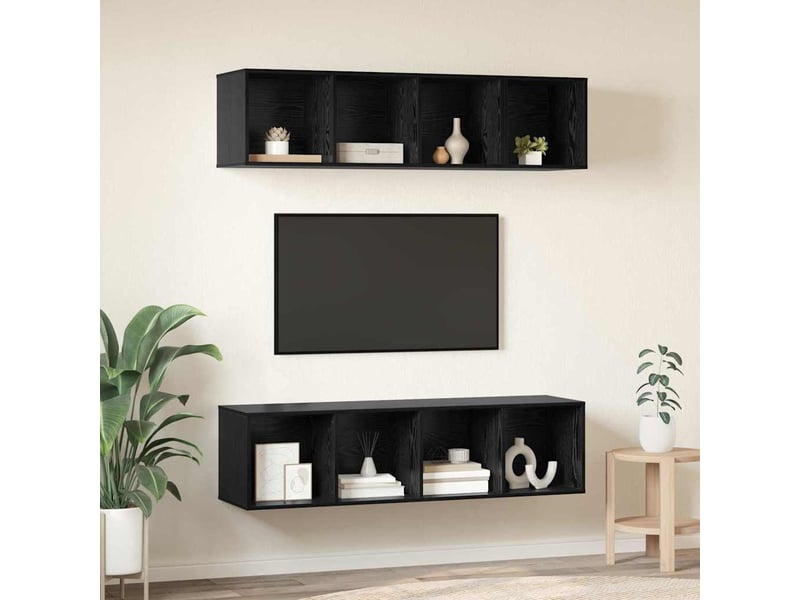  Ensemble meuble tv - banc tv - meuble de rangement 3 pcs chêne noir bois d'ingénierie  - Conforama D