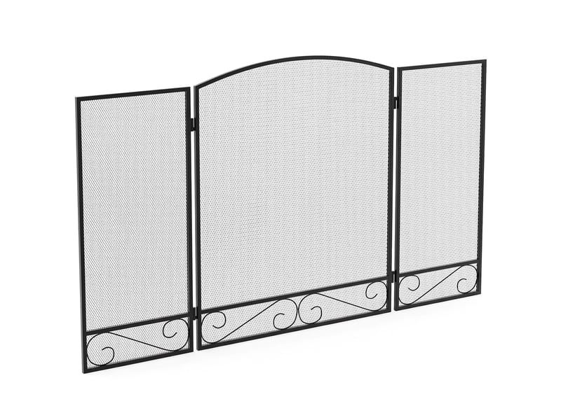  Pare feu cheminée pliable 3 panneaux métal 123 x 70 cm noir  - Conforama E
