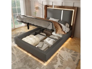Lit coffre 90x200 cm coloris gris