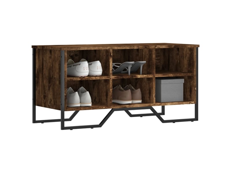  Meuble à chaussure | armoire à chaussures chêne fumé 90x38x45,5 cm bois d'ingénierie  - Conforama B