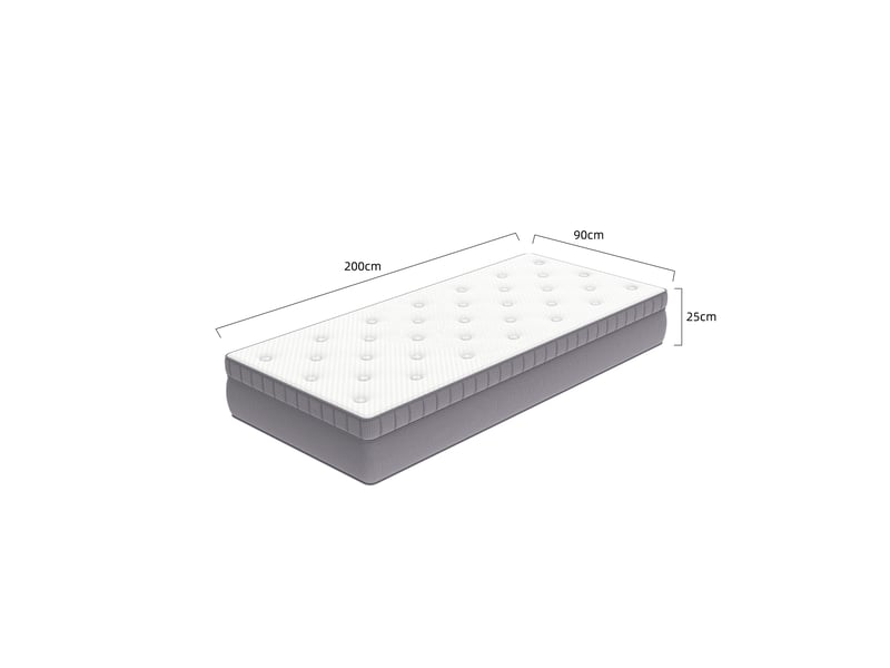  Matelas 90x200cm h3, 25cm, ressorts ensachés 7 zones, mousse confort, ergonomique, oeko-tex  - Conforama C