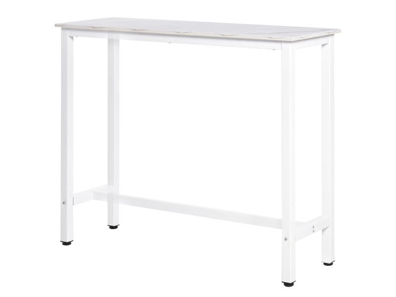  Table haute de bar 120 x 40 x 100 cm, plateau mélamine effet marbre, pieds en acier, table moderne pour cuisine et salle à manger  - Conforama B