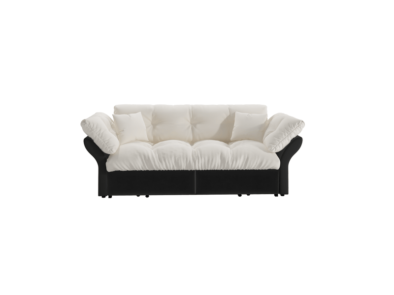  Canapé-lit convertible 3-en-1 2 places en velours beige et blanc 190x85x91 cm  - Conforama A