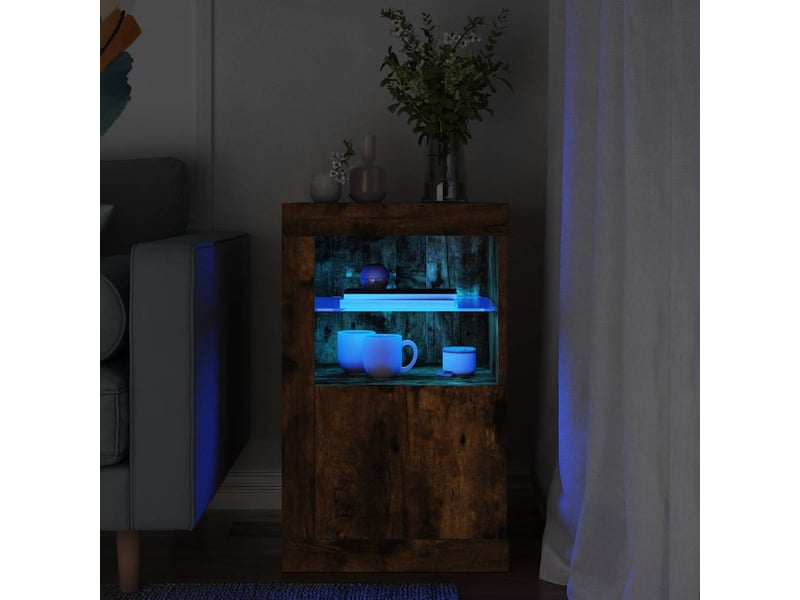  Armoire latérale avec lumières led chêne fumé bois d'ingénierie shl3759  - Conforama B