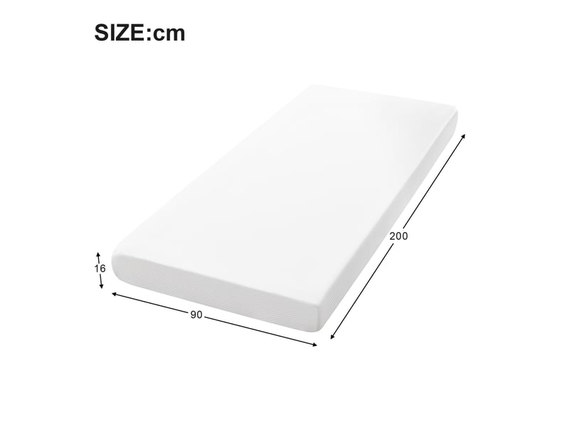  Matelas en mousse tcqpz 90 x 200 cm épaisseur 16 cm ferme h3 blanc avec housse amovible antidérapante  - Conforama C