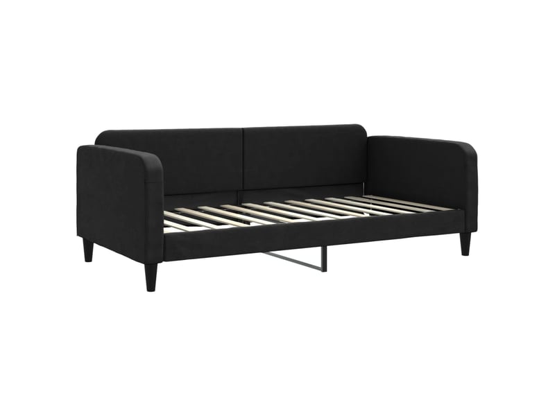  Lit simple- lit adulte -  lit de repos sans matelas noir 100x200 cm tissu  - Conforama A