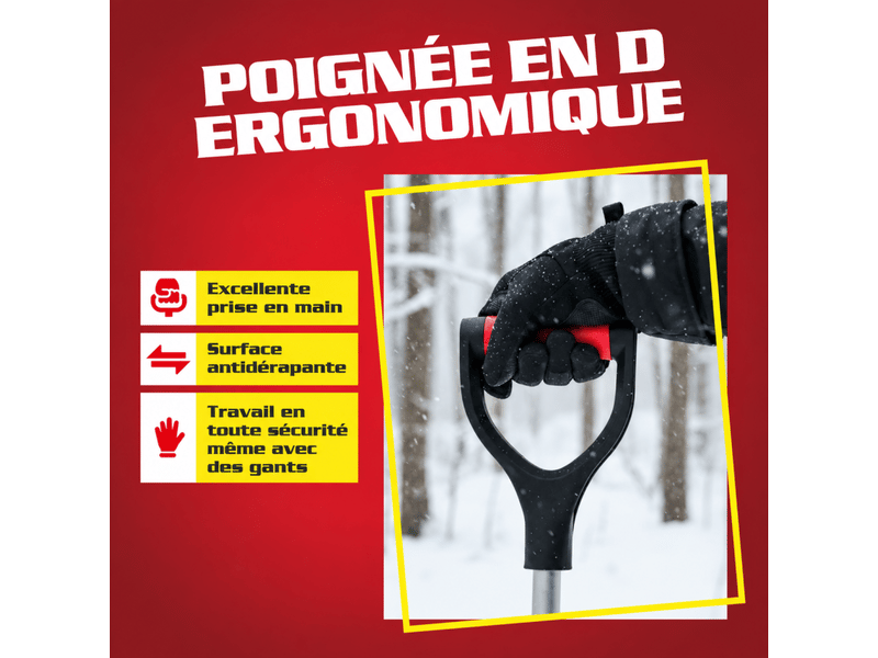 Pelle à neige 49cm manche télescopique 122,5 à 155,5cm bord métallique déneigement - Conforama E