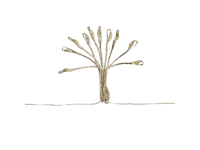  Guirlande lumineuse à pompons d'intérieur 2 m 200 led blanc chaud fil cuivre à piles  - Conforama C