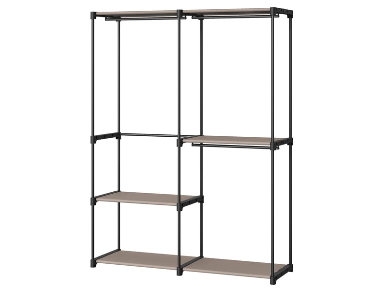  Armoire, penderie, portant à vêtements avec étagères, tringles suspendues, organisateur de rangement, pour vestiaire, chambre, 138 x 43 x 182 cm, taupe  - Conforama A
