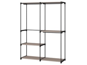 Armoire, penderie, portant à vêtements avec étagères, tringles suspendues, organisateur de rangement, pour vestiaire, chambre, 138 x 43 x 182 cm, taupe