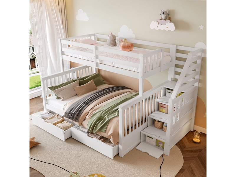  Lit superposé 140x200(90x200) cm coloris blanc pin lit enfant blanc - Conforama E