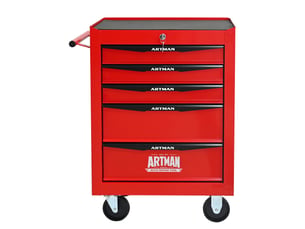 Chariot à outils - 5 tiroirs - acier - rouge et noir - 22.1 kg