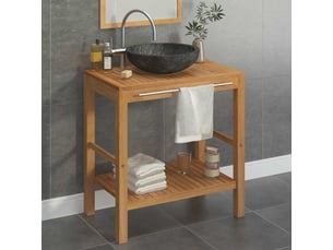 Armoire de toilette en teck solide avec lavabo en marbre noir cf65590