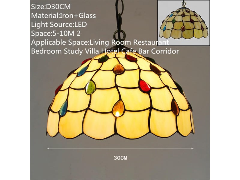  Suspension créative en bois massif et verre, style campagne – e27, source 9w blanc chaud incluse, pour salle à manger, bureau et chambre-style 2  - Conforama B