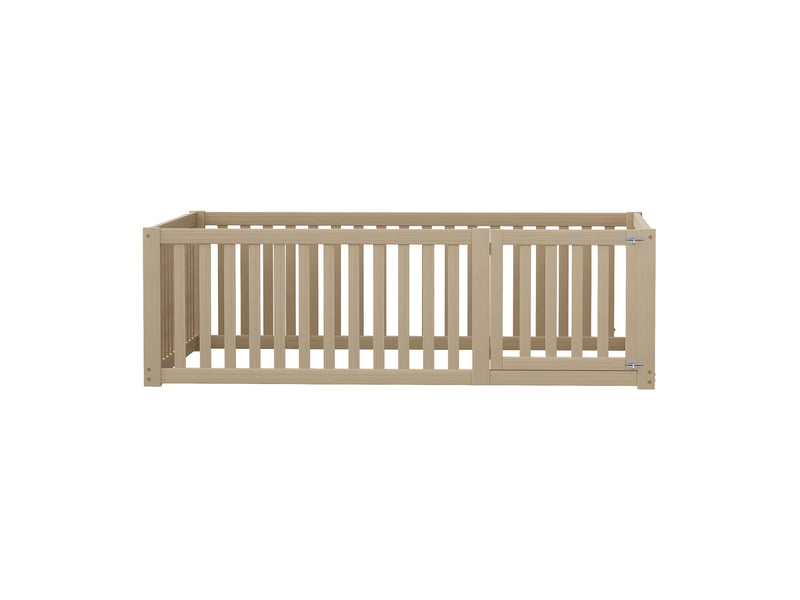  Lit enfant 140x200cm,lit double en bois massif avec barrière et porte,naturel lit enfant naturel - Conforama D