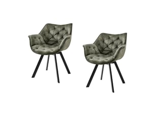 Lot de 2 chaises design comfy pivotantes à 180° en velours vert foncé capitonné et pieds noirs