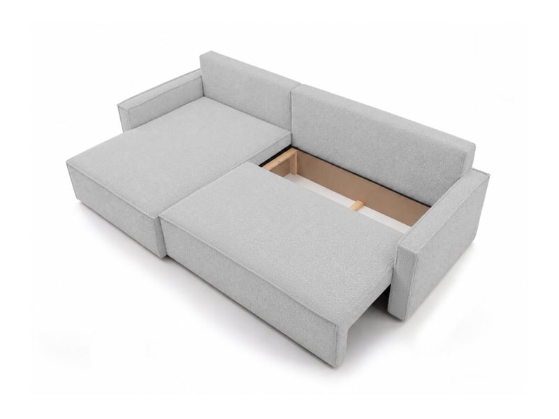 Farah - canapé d'angle max réversible et convertible 5 places accoudoirs slim en tissu bouclettes généreuses  - Conforama D