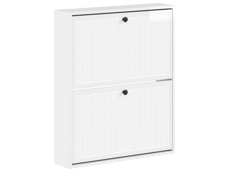  Meuble à chaussures mural, armoire à chaussures ede 71x17x86 cm blanc brillant  - Conforama A