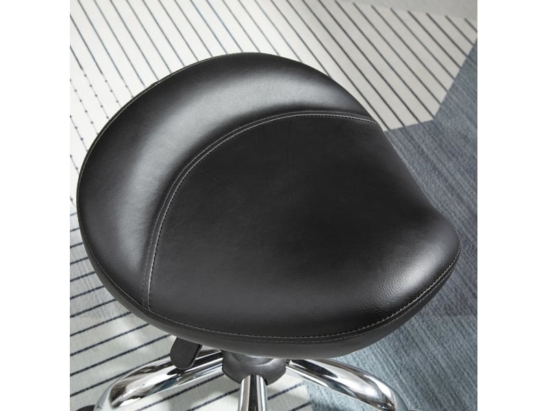  Tabouret de travail 48x48x54-69 cm, réglable en hauteur et pivotant, roulettes, similicuir noir, charge max. 120 kg  - Conforama E