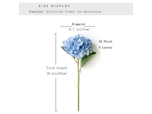 Fleurs artificielles d'hortensia bleu (lot de 3)-aquaforge