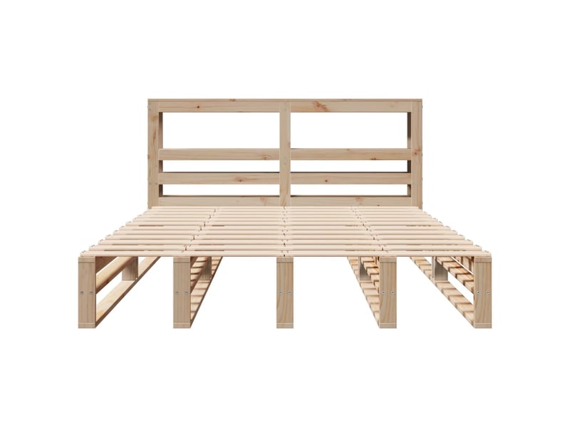  Lit double- lit adulte -  cadre de lit sans matelas 140x200 cm bois massif de pin  - Conforama C