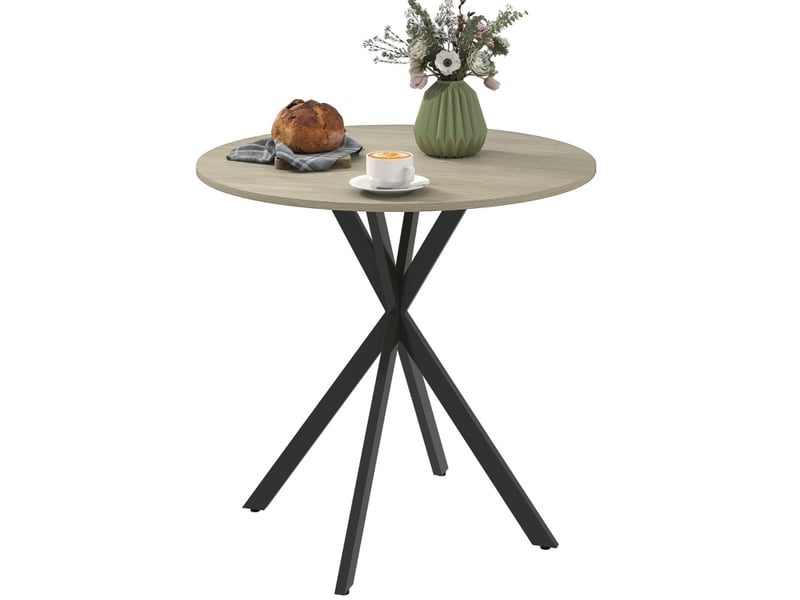  Table à manger ronde, 80 cm, 2 personnes imitation, design moderne, repas, salle à manger, pratique, bois, coloris bois  - Conforama A