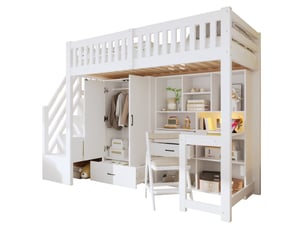 Lit avec rangement 90x200 cm <strong>HOMVRA</strong> <strong></strong> coloris blanc