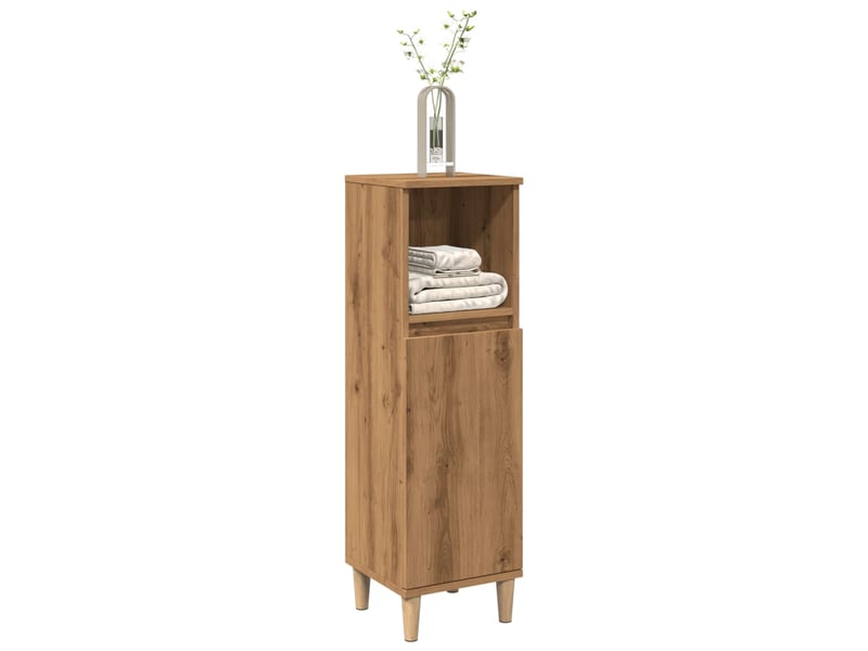  Armoire de salle de bain, meuble de rangement chêne artisanal 30x30x100 cm  - Conforama C