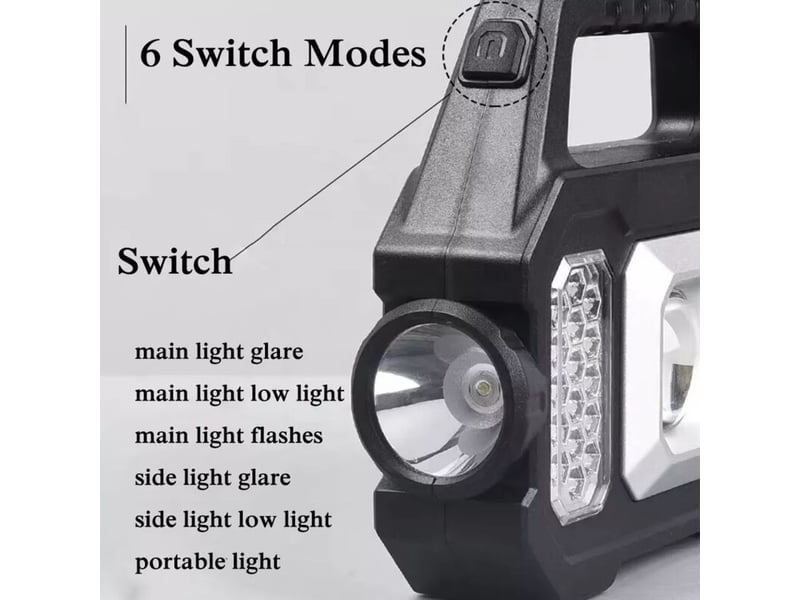 Affichage de la puissance puissance de sortie lampe de travail batterie au lithium intégrée charge usb et charge solaire smd cob led torche - Conforama D