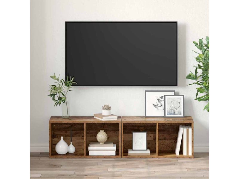 Ensemble meuble tv - banc tv - meuble de rangement 2 pcs bois ancien bois d'ingénierie  - Conforama D
