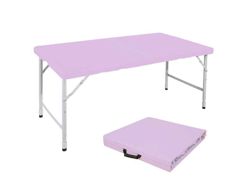 Table de jardin pliante 125 x 61 cm violette, hauteur réglable 58-74 cm avec poignée, pour camping et repas - Conforama A