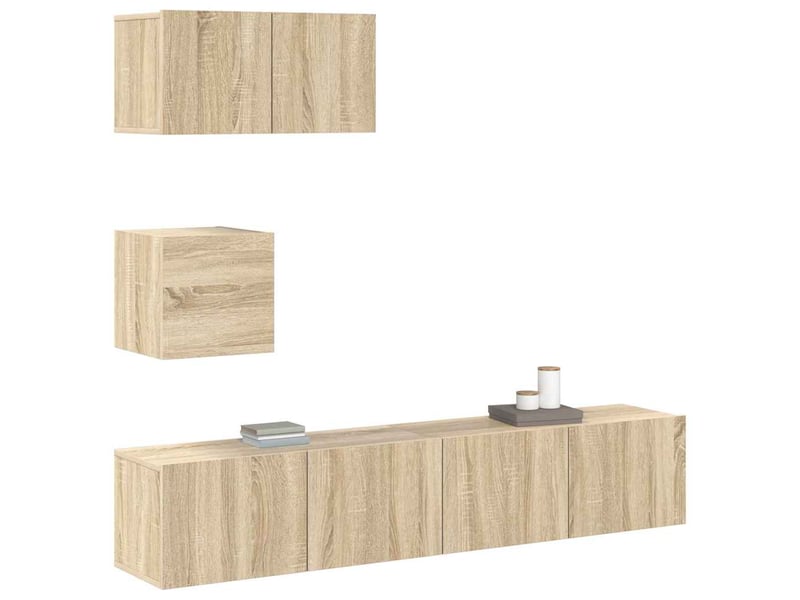  Ensemble de meubles tv 4 pcs chêne sonoma bois d'ingénierie shl87562  - Conforama D
