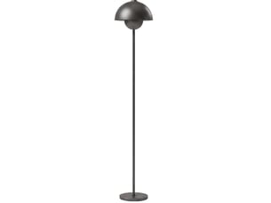 Lampadaire en métal gris ø30 x h155 cm, abat-jour rond, interrupteur au pied e27