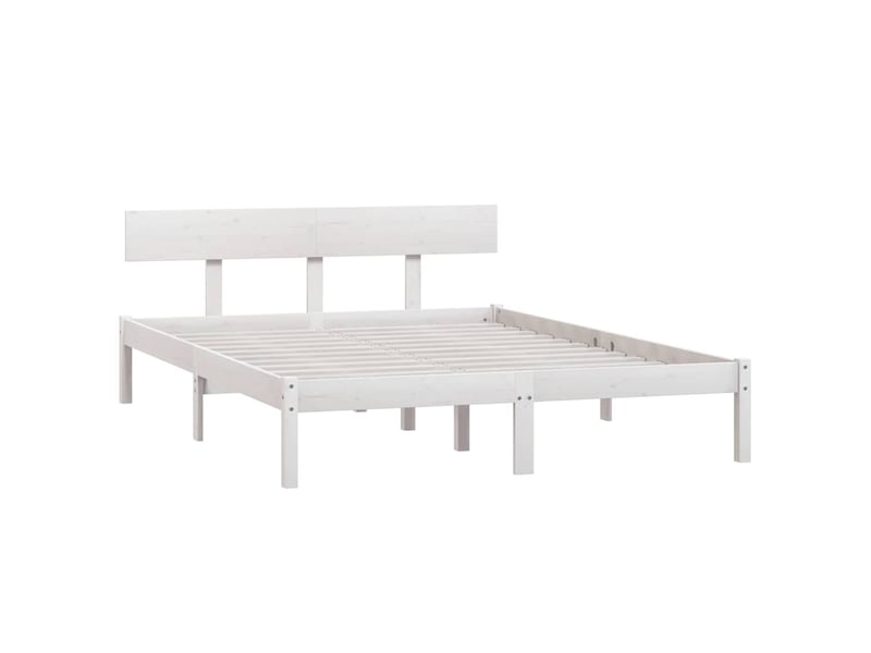  Lit double- lit adulte -  cadre de lit sans matelas blanc bois massif 140x200 cm  - Conforama B