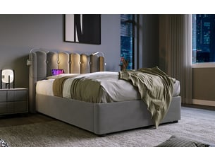 Lit coffre 90x200 cm <strong>BIQZUYA</strong> <strong></strong> coloris gris