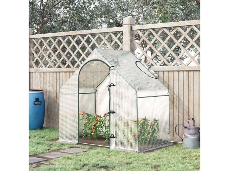Serre de plain-pied, 1,80 x 1,00 x 1,68 m, serre en bâche résistante, blanche - Conforama D