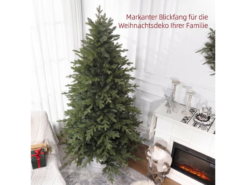  Sapin de noël artificiel de 210 cm avec 2445 branches ignifugées et pied pliable en métal  - Conforama D