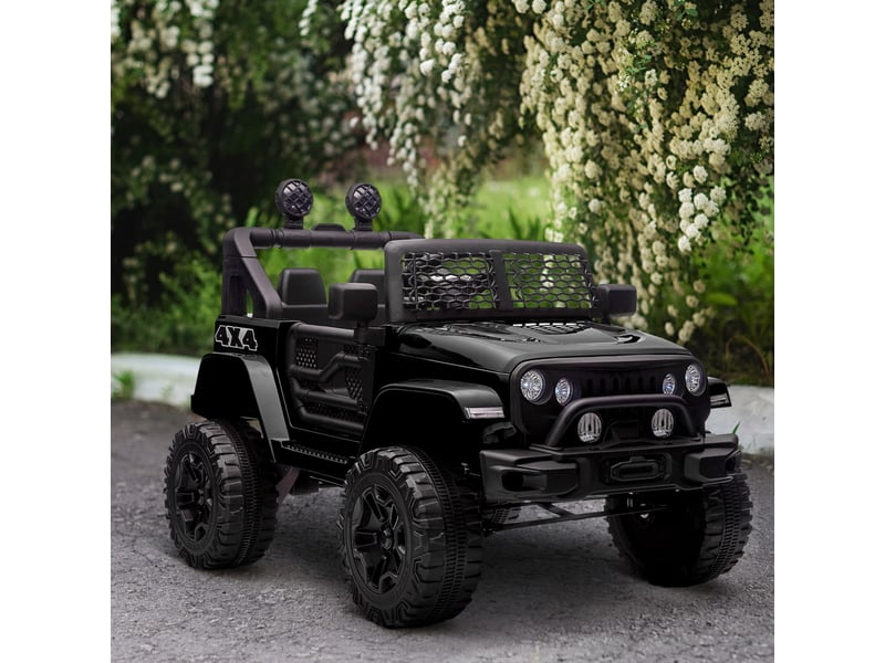  Voiture électrique pour enfants de 3 à 6 ans, 12 v, avec télécommande, phares et klaxon, 100 x 64,2 x 71 cm, noire  - Conforama D