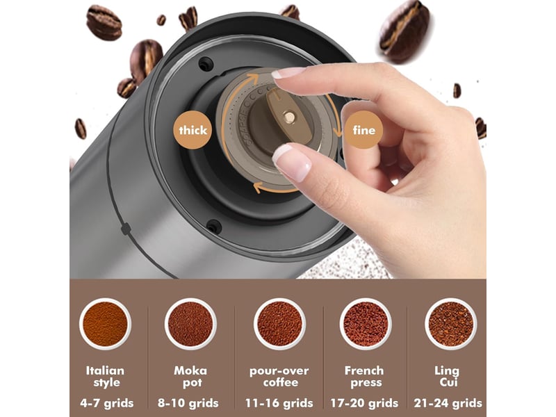  Moulin à café électrique - moulin à café électrique rechargeable avec 5 niveaux de mouture réglables - moulin à épices pour lame en acier inoxydable  - Conforama E