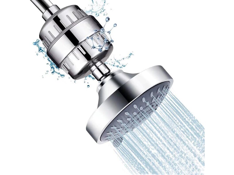 Pommeau douche fixe + filtre anti-calcaire 15 étapes à vitamine c – débit élevé, élimine chlore et fluorure – rwdouchettes.  - Conforama A