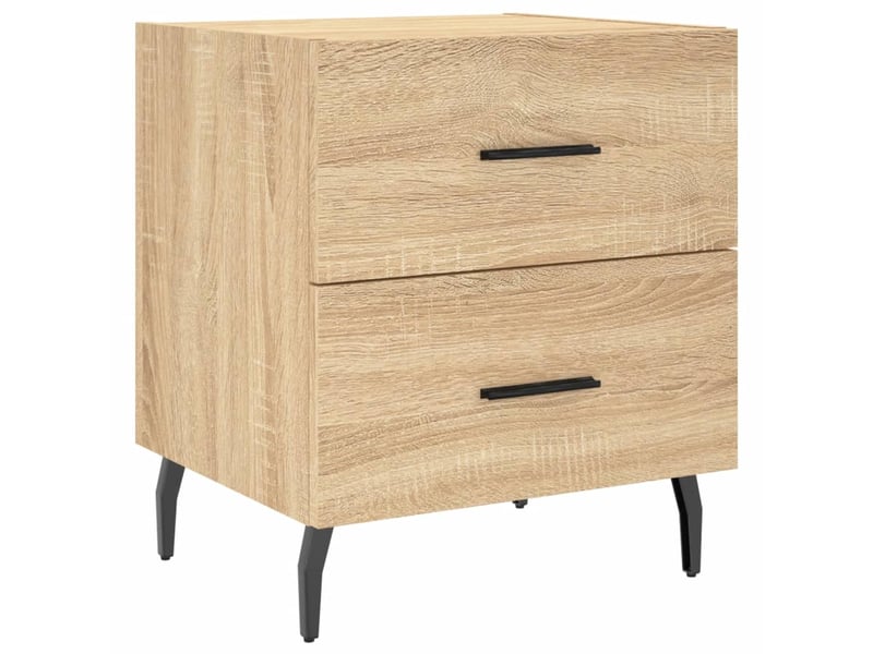  Vidaxl tables de chevet 2pcs chêne sonoma bois fer table de nuit 40x35x47cm chambre salon  - Conforama C
