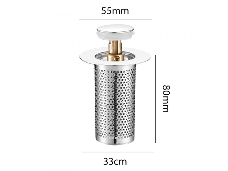  Crépine d'évier en acier inoxydable, bouchon de vidange d'évier à poussoir, longue, 1 pièce  - Conforama B