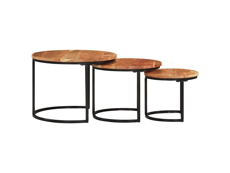  Tables gigognes 3 pcs | table de salon bois massif d'acacia  - Conforama C