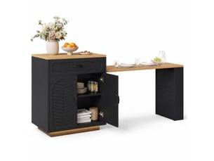 Îlot de cuisine 80x70x95,5 cm extensible mdf métal noir