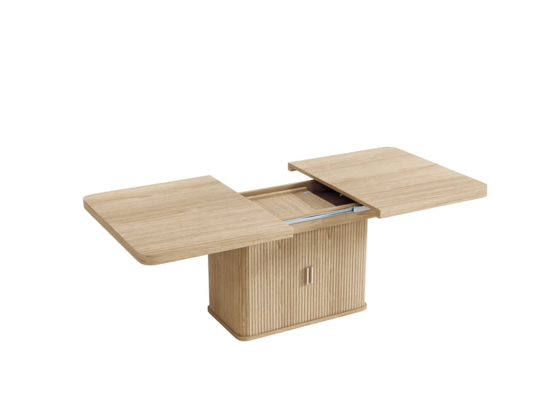  Table à manger extensible 150x90 cm à 200x90 cm avec rangement, coloris chêne  - Conforama E