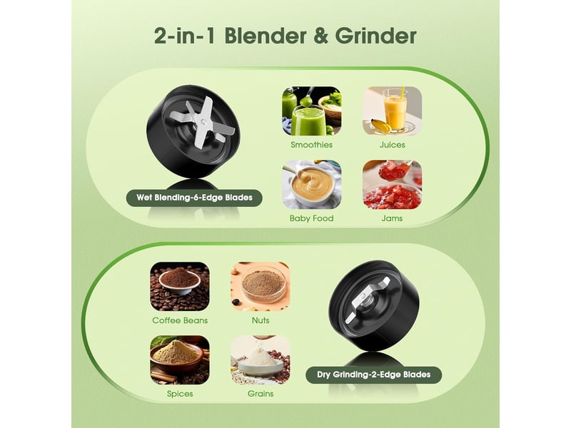 Teendow bl916ab blender mixeur 2 en 1 1000w avec broyeur à café, mixeur à jus, 6 lames inox, capacité 1100 ml - Conforama D
